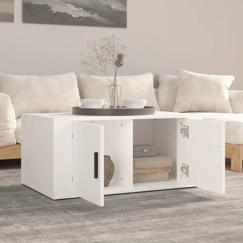 Table basse Blanc 80x50x36 cm Bois d'ingénierie - Photo n°3; ?>