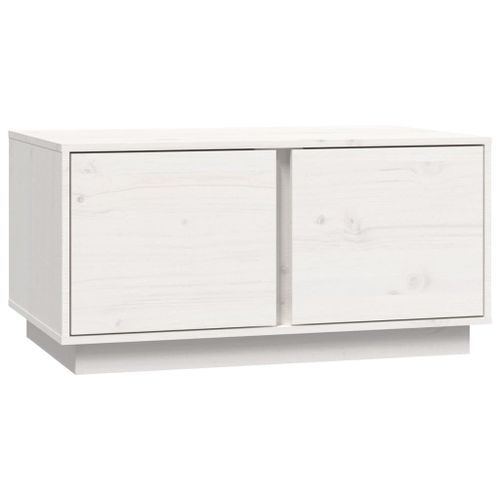 Table basse Blanc 80x50x40 cm Bois massif de pin - Photo n°2; ?>