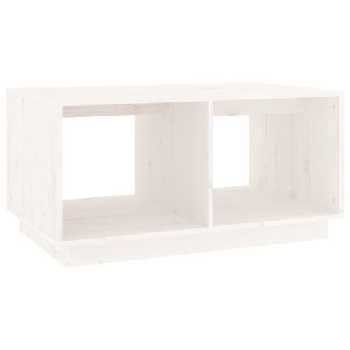 Table basse Blanc 80x50x40 cm Bois massif de pin - Photo n°2; ?>