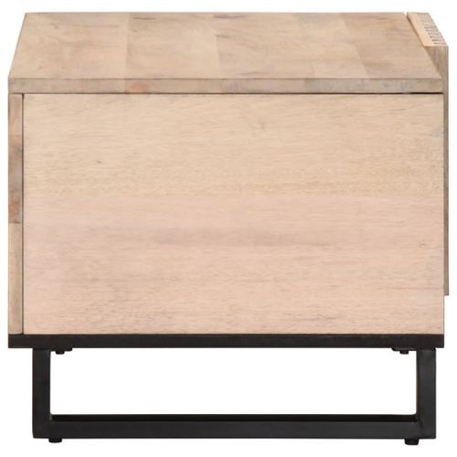 Table basse blanc 80x51x40 cm bois de manguier massif - Photo n°3; ?>