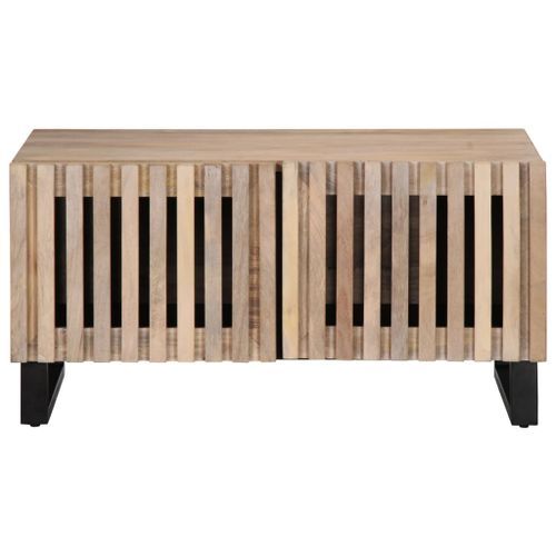 Table basse blanc 80x51x40 cm bois de manguier massif - Photo n°2; ?>