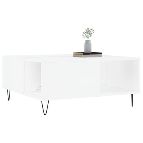 Table basse blanc 80x80x36,5 cm bois d'ingénierie - Photo n°3; ?>