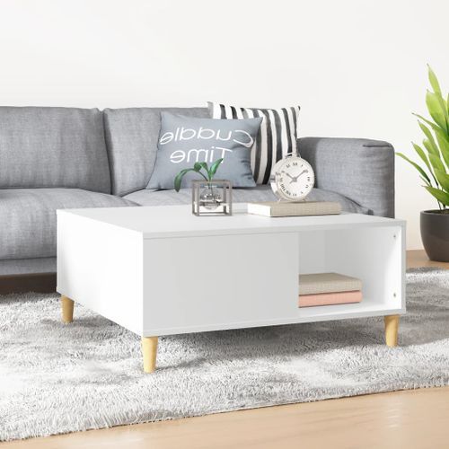 Table basse blanc 80x80x36,5 cm bois d'ingénierie - Photo n°2; ?>