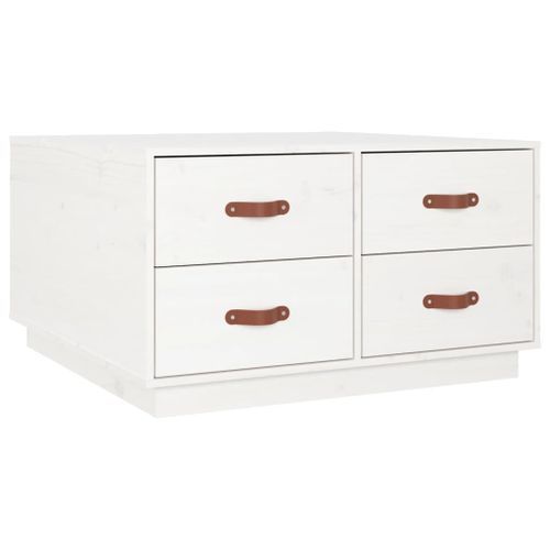 Table basse Blanc 80x80x45 cm Bois massif de pin - Photo n°2; ?>