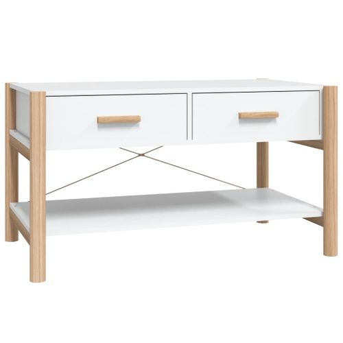 Table basse Blanc 82x48x45 cm Bois d'ingénierie - Photo n°2; ?>