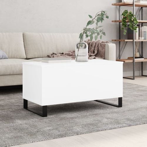 Table basse Blanc 90x44,5x45 cm Bois d'ingénierie - Photo n°2; ?>