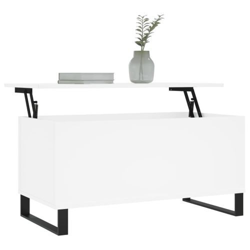 Table basse Blanc 90x44,5x45 cm Bois d'ingénierie - Photo n°3; ?>