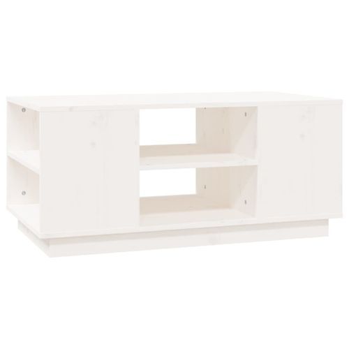 Table basse Blanc 90x49x40,5 cm Bois massif de pin - Photo n°2; ?>