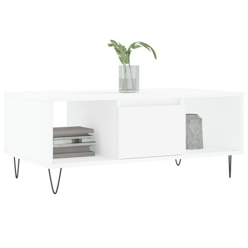 Table basse Blanc 90x50x36,5 cm Bois d'ingénierie - Photo n°3; ?>