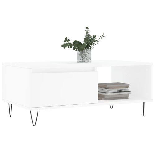 Table basse Blanc 90x50x36,5 cm Bois d'ingénierie - Photo n°3; ?>