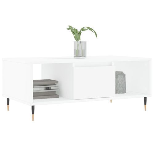 Table basse Blanc 90x50x36,5 cm Bois d'ingénierie - Photo n°3; ?>