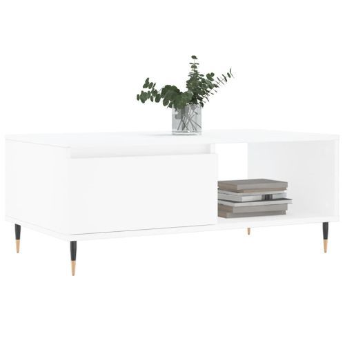 Table basse Blanc 90x50x36,5 cm Bois d'ingénierie - Photo n°3; ?>