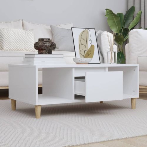 Table basse Blanc 90x50x36,5 cm Bois d'ingénierie - Photo n°2; ?>