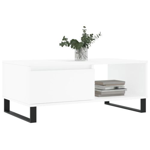 Table basse Blanc 90x50x36,5 cm Bois d'ingénierie - Photo n°3; ?>