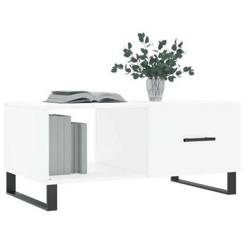 Table basse blanc 90x50x40 cm bois d'ingénierie - Photo n°3; ?>