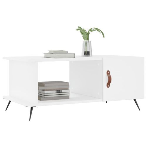 Table basse blanc 90x50x40 cm bois d'ingénierie - Photo n°3; ?>