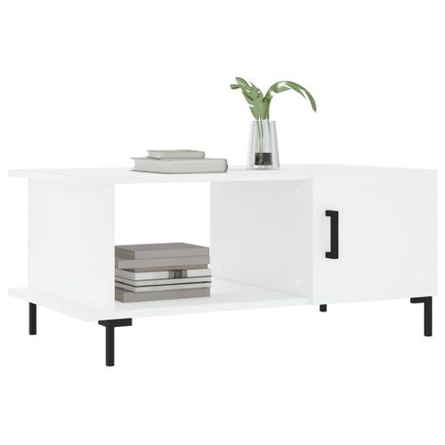 Table basse blanc 90x50x40 cm bois d'ingénierie - Photo n°3; ?>