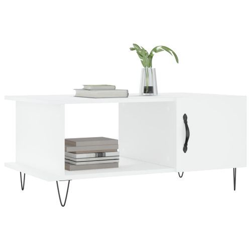 Table basse blanc 90x50x40 cm bois d'ingénierie - Photo n°3; ?>