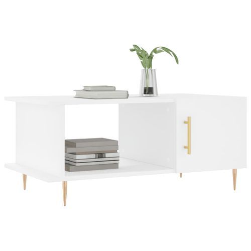 Table basse blanc 90x50x40 cm bois d'ingénierie - Photo n°3; ?>