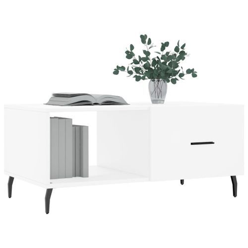 Table basse blanc 90x50x40 cm bois d'ingénierie - Photo n°3; ?>