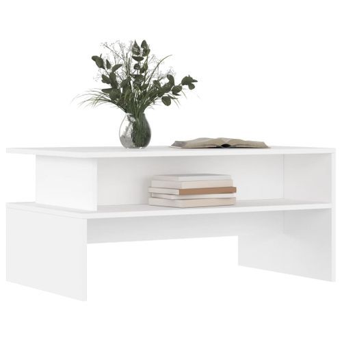 Table basse blanc 90x55x42,5 cm bois d'ingénierie - Photo n°3; ?>