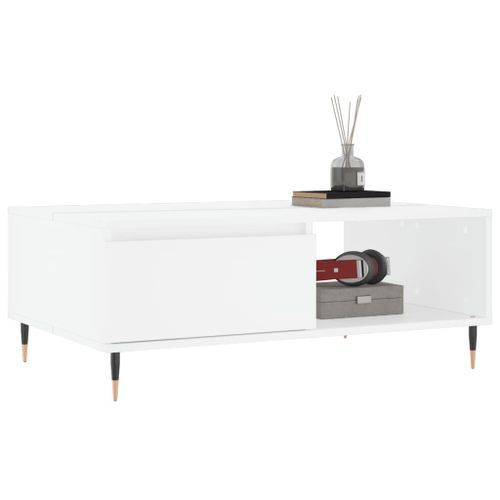 Table basse blanc 90x60x35 cm bois d'ingénierie - Photo n°3; ?>