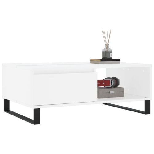 Table basse blanc 90x60x35 cm bois d'ingénierie - Photo n°3; ?>