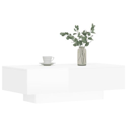 Table basse blanc brillant 100x49,5x31 cm bois d'ingénierie - Photo n°3; ?>