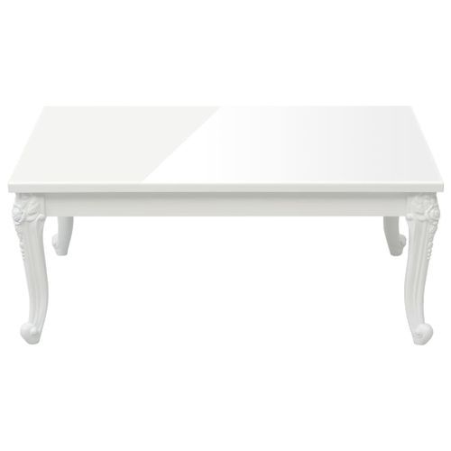 Table basse blanc brillant 100x50x42 cm bois d'ingénierie - Photo n°3; ?>