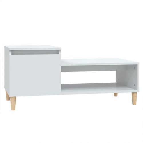 Table basse Blanc brillant 100x50x45 cm Bois d'ingénierie - Photo n°2; ?>