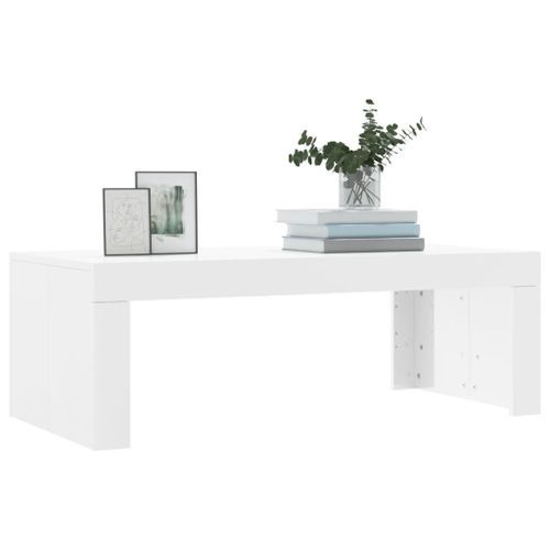 Table basse blanc brillant 102x50x36 cm bois d'ingénierie - Photo n°3; ?>