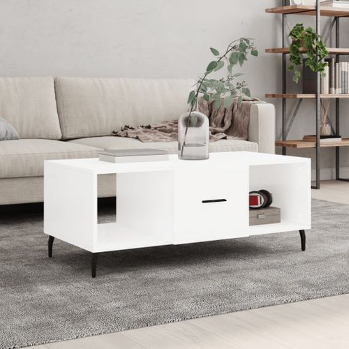 Table basse Blanc brillant 102x50x40 cm Bois d'ingénierie - Photo n°2; ?>