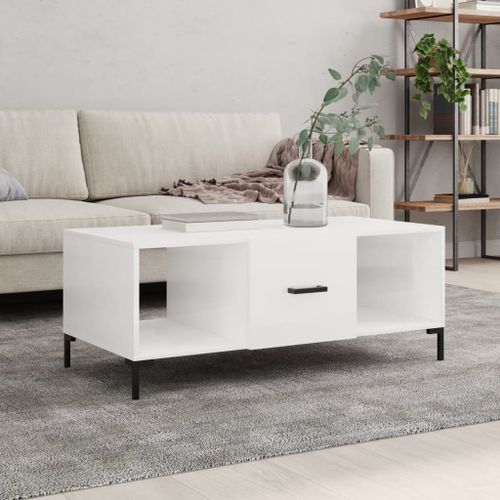 Table basse Blanc brillant 102x50x40 cm Bois d'ingénierie - Photo n°2; ?>