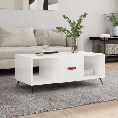 Table basse Blanc brillant 102x50x40 cm Bois d'ingénierie - Photo n°2; ?>