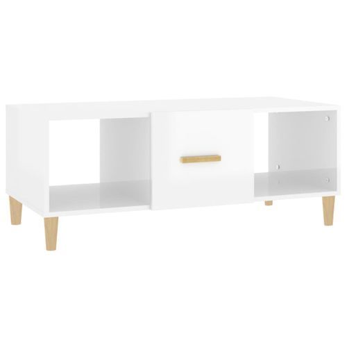 Table basse Blanc brillant 102x50x40 cm Bois d'ingénierie - Photo n°2; ?>