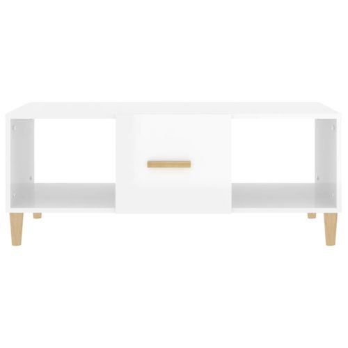 Table basse Blanc brillant 102x50x40 cm Bois d'ingénierie - Photo n°3; ?>