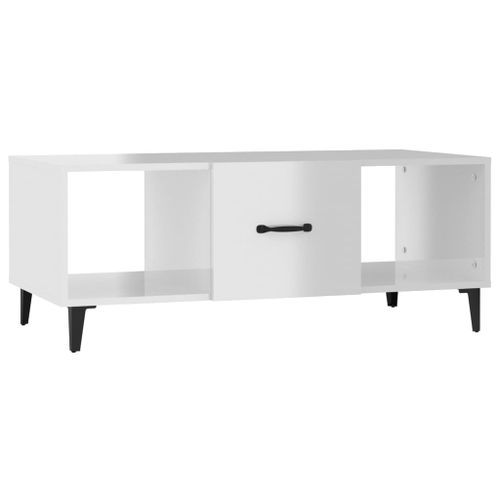 Table basse Blanc brillant 102x50x40 cm Bois d'ingénierie - Photo n°2; ?>