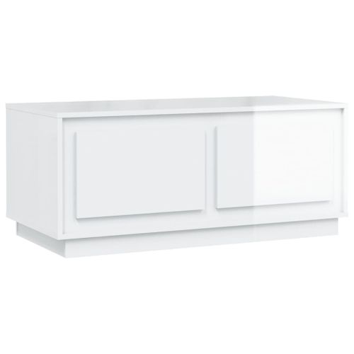Table basse Blanc brillant 102x50x44 cm bois d'ingénierie - Photo n°2; ?>