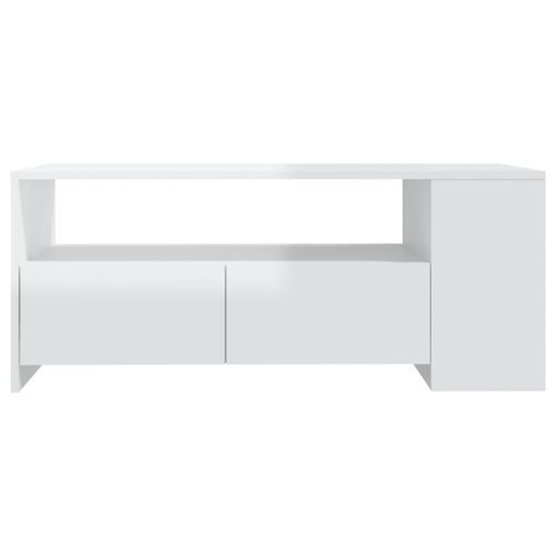 Table basse blanc brillant 102x55x42 cm bois d'ingénierie - Photo n°3; ?>