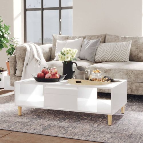 Table basse Blanc brillant 103,5x60x35 cm 2 - Photo n°2; ?>