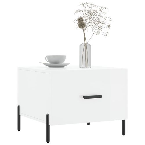 Table basse blanc brillant 50x50x40 cm bois d'ingénierie - Photo n°3; ?>