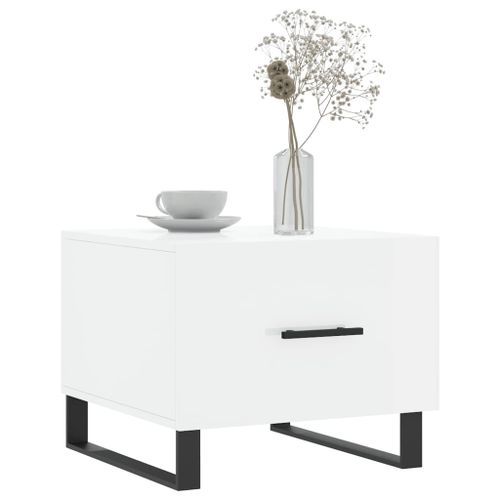 Table basse blanc brillant 50x50x40 cm bois d'ingénierie - Photo n°3; ?>