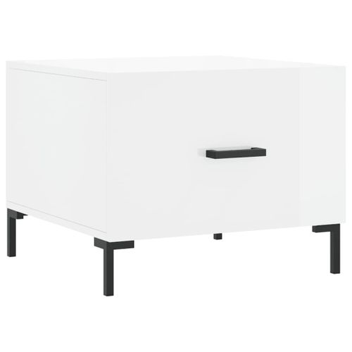 Table basse blanc brillant 50x50x40 cm bois d'ingénierie - Photo n°2; ?>