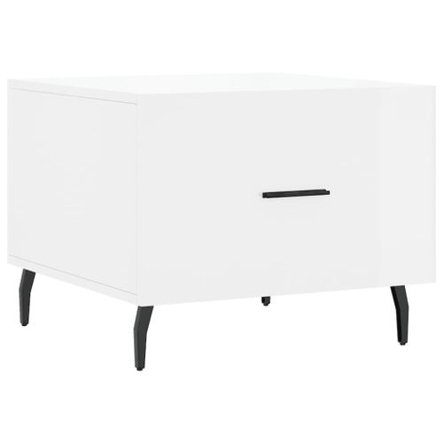 Table basse blanc brillant 50x50x40 cm bois d'ingénierie - Photo n°2; ?>