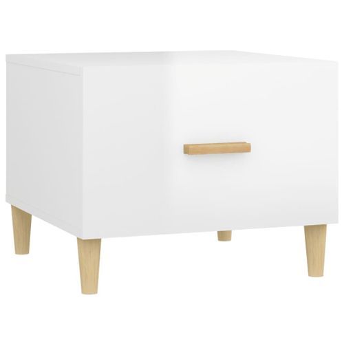 Table basse Blanc brillant 50x50x40 cm Bois d'ingénierie - Photo n°2; ?>