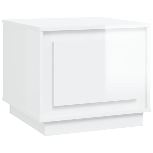 Table basse blanc brillant 51x50x44 cm bois d'ingénierie - Photo n°2; ?>