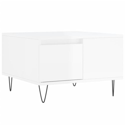 Table basse blanc brillant 55x55x36,5 cm bois d'ingénierie - Photo n°2; ?>