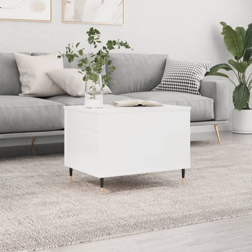 Table basse Blanc brillant 60x44,5x45 cm Bois d'ingénierie - Photo n°2; ?>