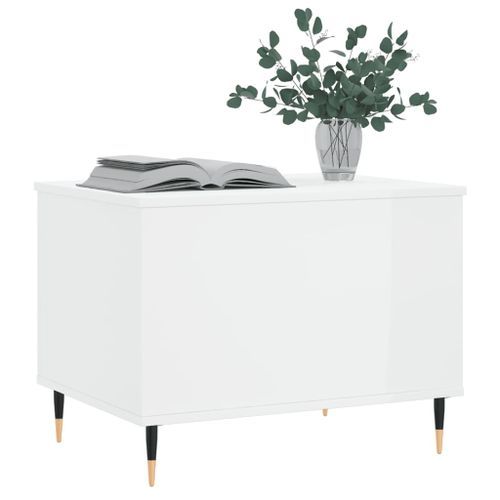 Table basse Blanc brillant 60x44,5x45 cm Bois d'ingénierie - Photo n°3; ?>