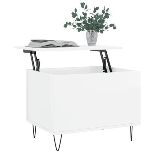 Table basse Blanc brillant 60x44,5x45 cm Bois d'ingénierie - Photo n°3; ?>